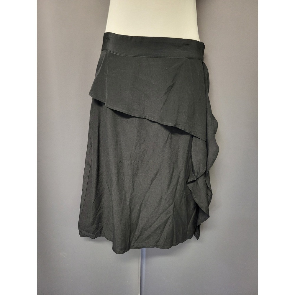 Victoria Beckham Skirt‎ Black 100% Silk Draped Overlay Pencil Size XS